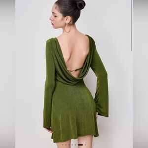 BOAT NECK SOLID BACKLESS MINI DRESS